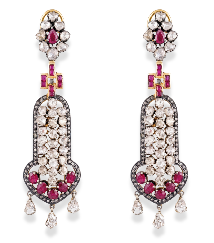 Front View of Vedika Earrings Jewelry for Pierced Ears 18k Gold Plated 925 Sterling Silver One Size 31.1gms