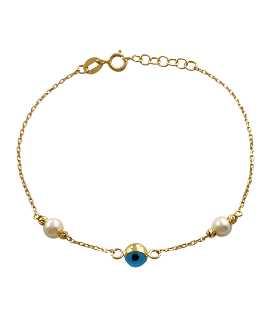 Evil Eye Baby Anklet in 18k Gold