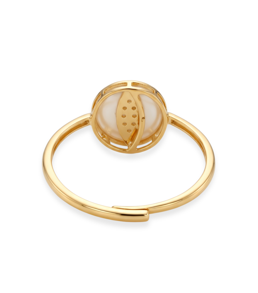Rear View of Riva Open Ring in 18k Gold Open-Adjustable-Resizable Yellow with Hallmark Stamp 7 mm 1.3gms