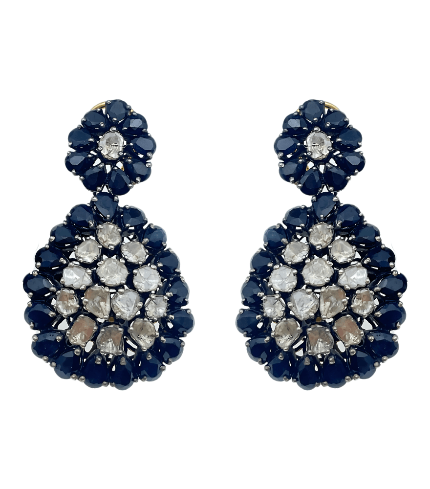 Trisha Earrings in Sterling Silver - Sapphire
