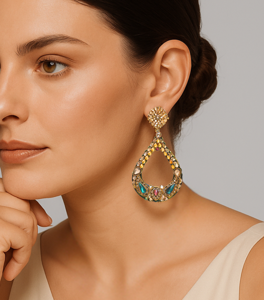 Aarya Reversible Diamond Earrings in 18k Gold