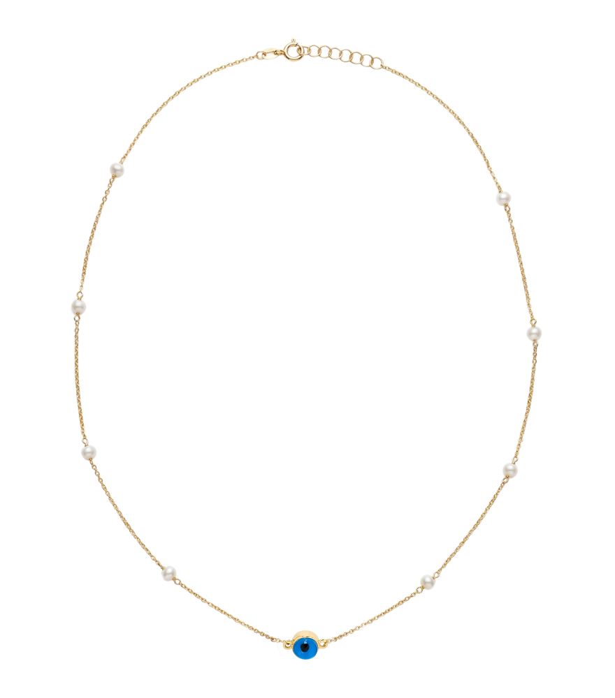 Front View of Reem Protection Necklace in 18k Gold Comfort Fit Yellow with Hallmark Stamp