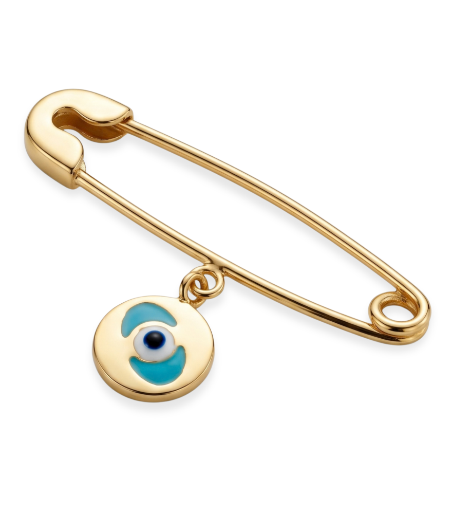 Closeup of Esma Brooch Pin in 18K Gold Regular 18k Yellow with Hallmark Stamp Metal One Size 0.8gms
