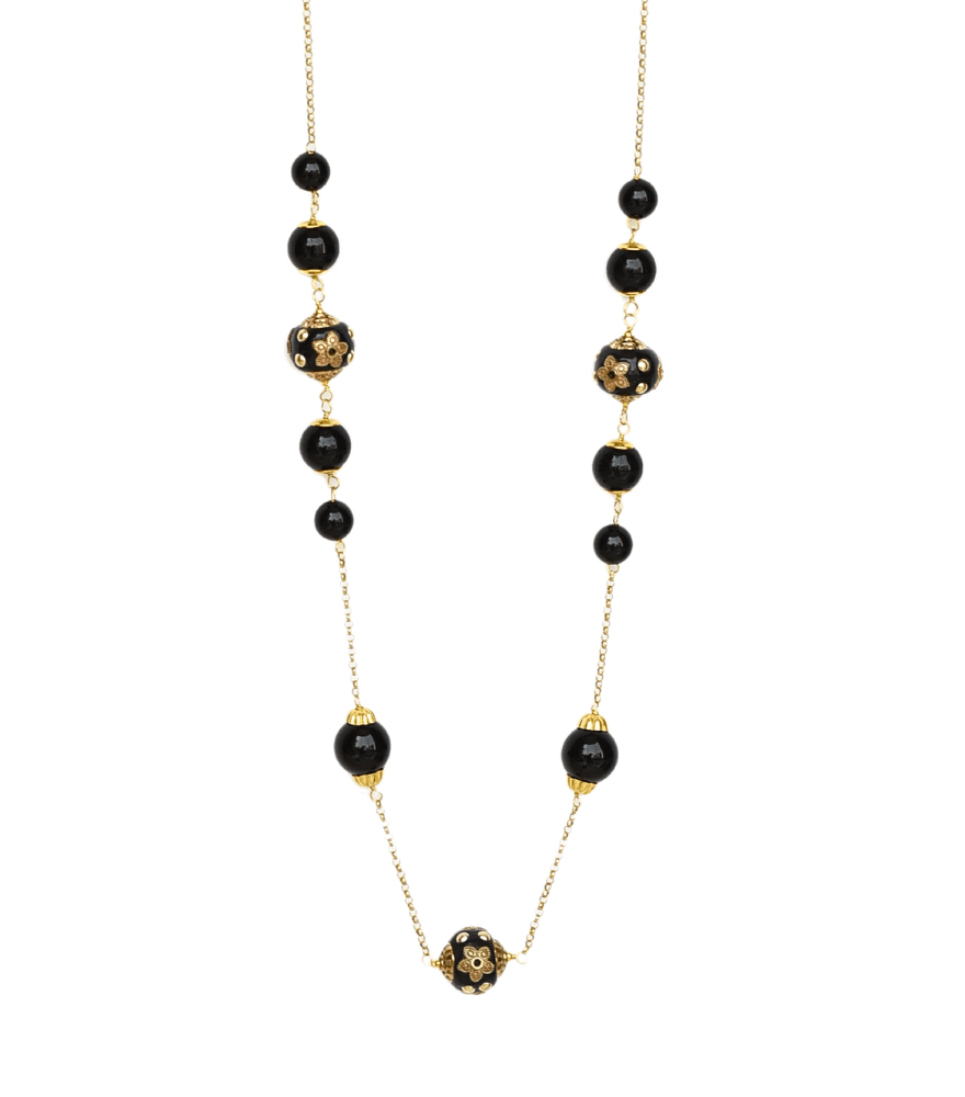 Niharika Black Jade Necklace in 18k Gold
