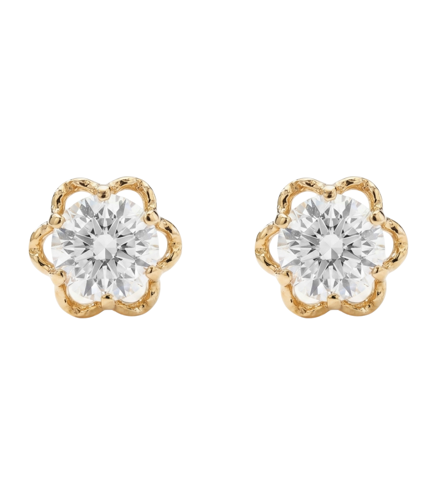 Front View of Cosmos Stud Earrings in 18k Gold Jewelry for Pierced Ears Yellow with Hallmark Stamp One Size 0.8gms