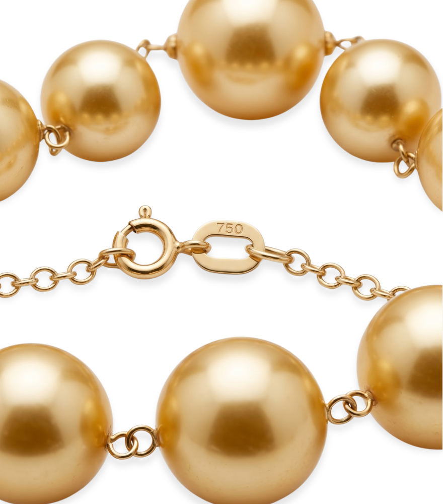Rear View of Alisha Pearl Necklace in 18k Gold Fixed Length Yellow with Hallmark Stamp Metal Stone One Size 55.2gms
