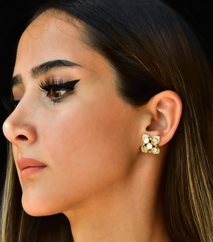 Meher Diamond Stud Earrings in 18k Gold