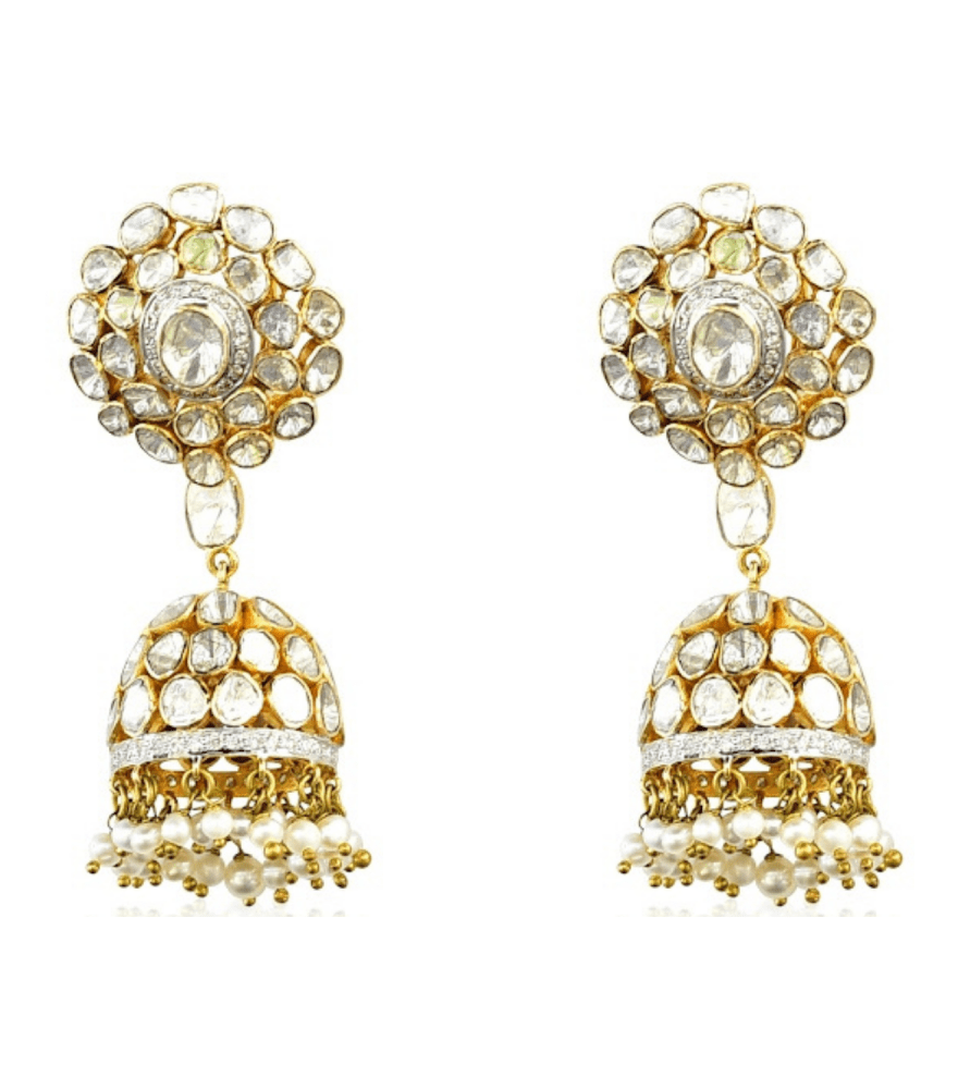 Jaan Jhumka Uncut Diamond Earrings in 18k Gold
