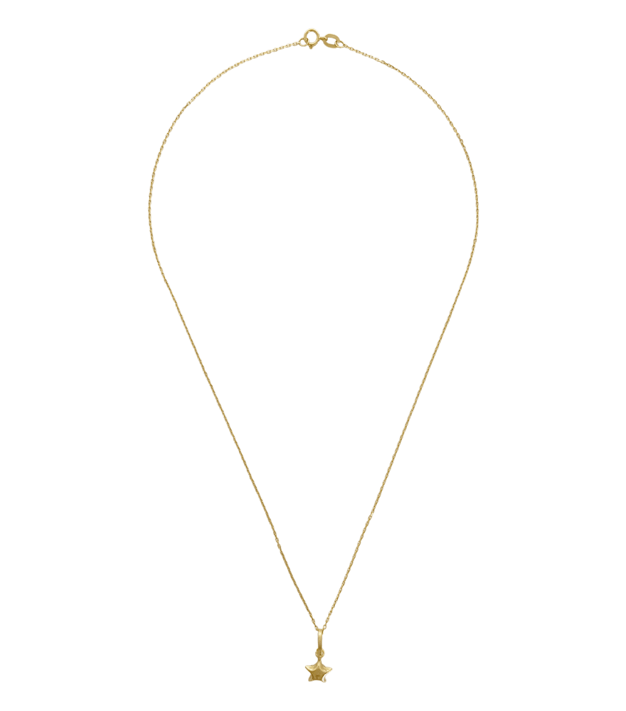Golden Star  charm Pendant Necklace in 18K Gold
