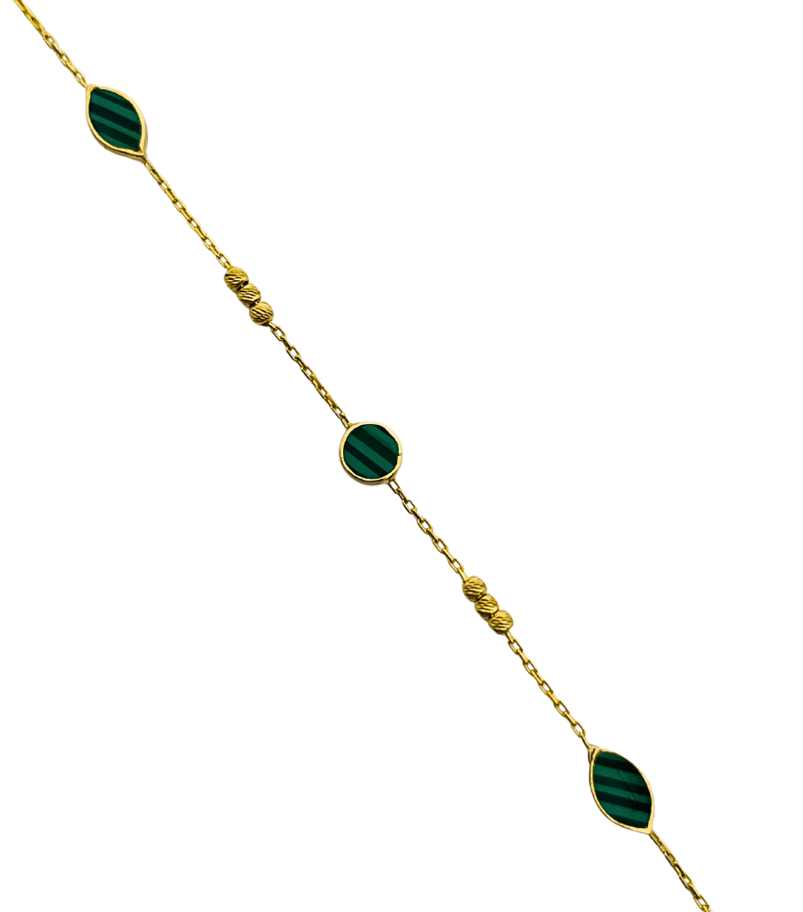 Hala Malachite Bracelet in 18K Gold