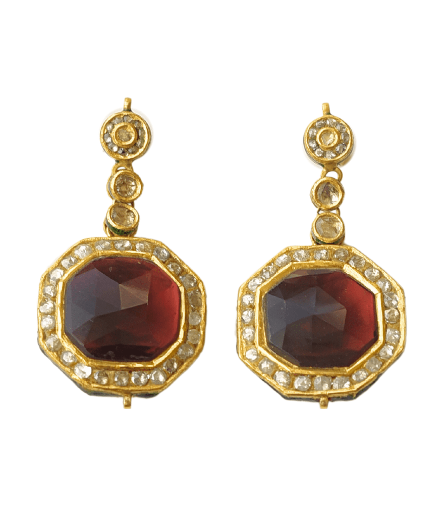 Naina Single Cut Polki Diamond Earrings in 18k Gold