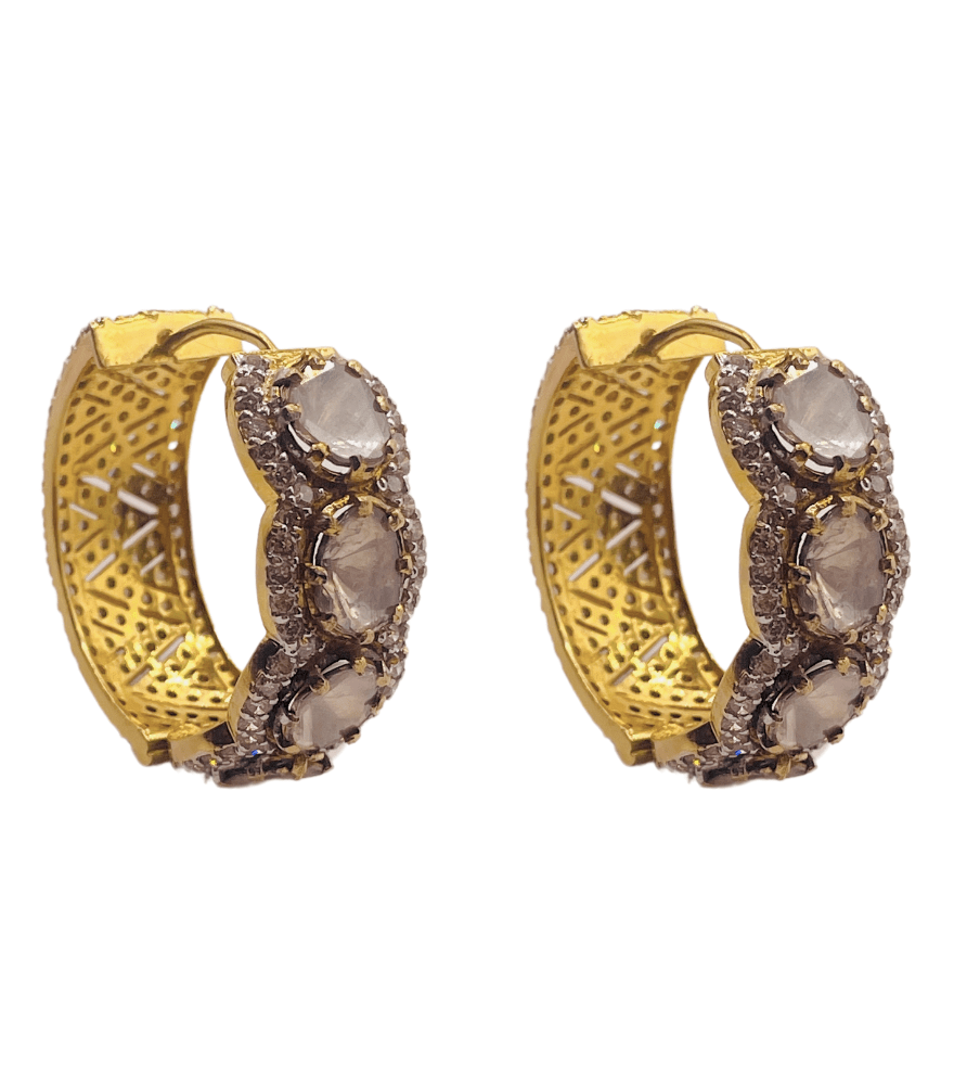 Shanaya Reversible Hoop Earrings in 18K Gold & Polki Diamonds
