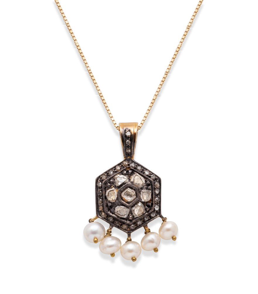 Front View of Sasha Pendant Necklace Comfort Fit 18k Gold Plated 925 Sterling Silver One Size 8.2gms