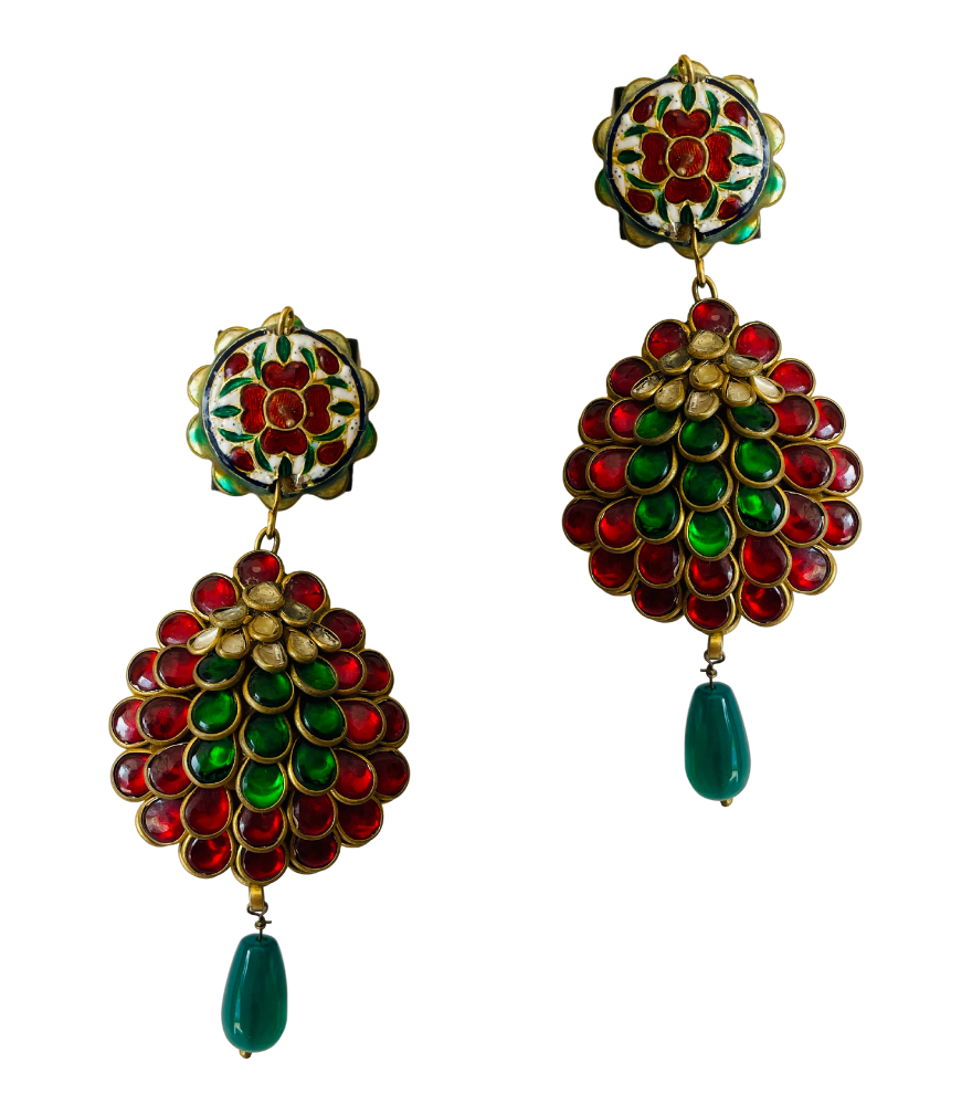 Simran Reversible Polki Earrings in Gold