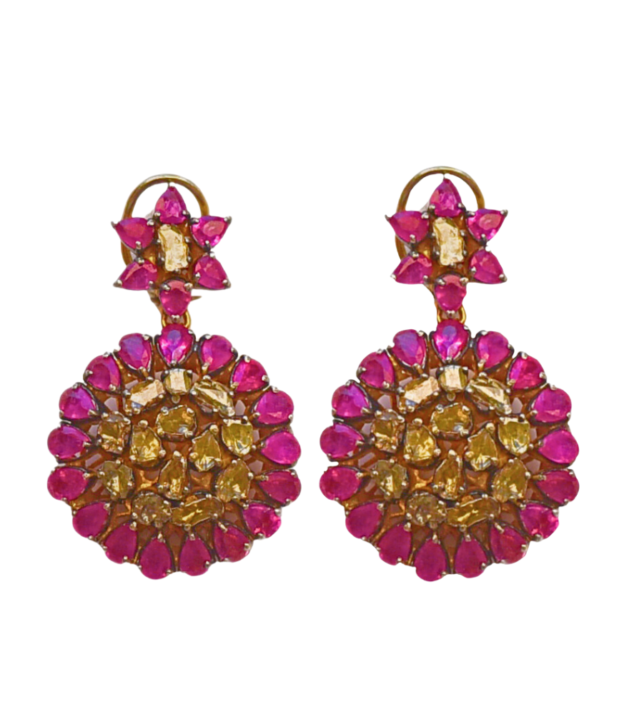 Marya Ruby Dangle Earrings in Sterling Silver
