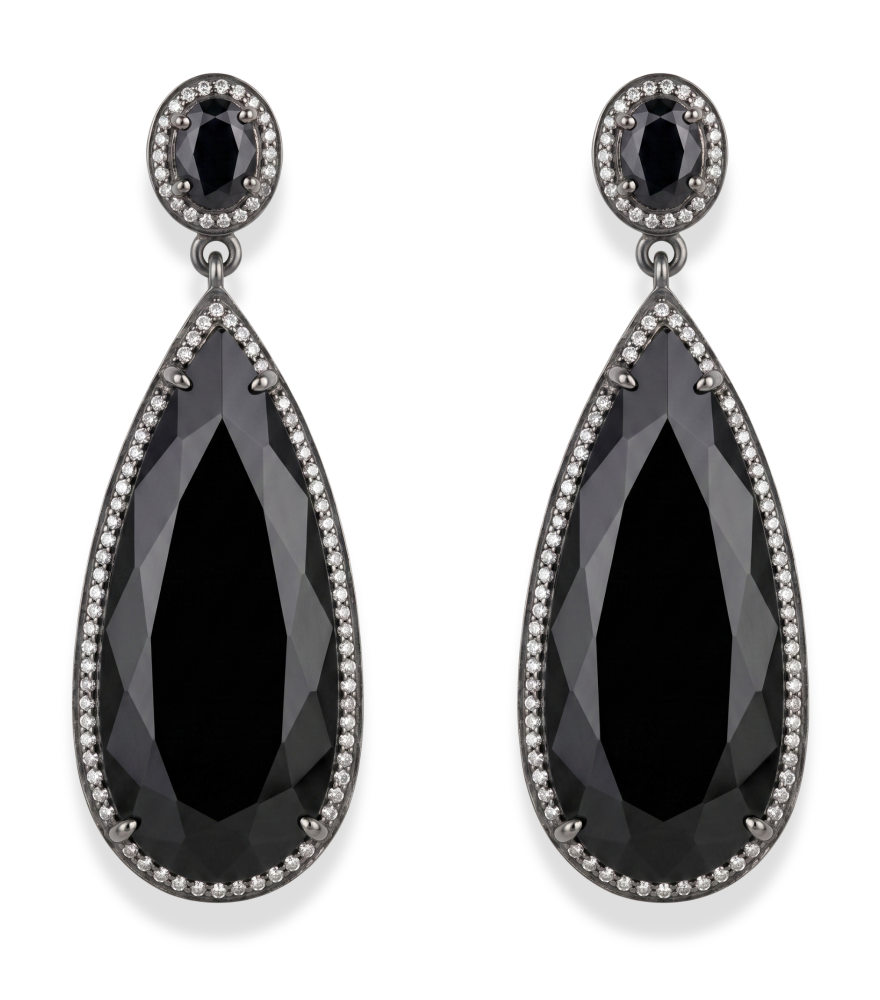 Front View of Kalki Earrings Jewelry for Pierced Ears 925 Sterling Silver Metal Stone One Size 17.1gms