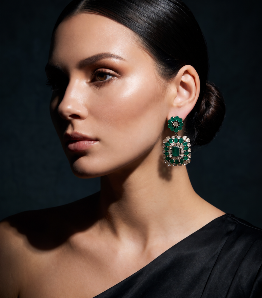 Alternate View of Model Wearing Hiya Earrings Jewelry for Pierced Ears 18k Gold Plated 925 Sterling Silver One Size 37.7gms