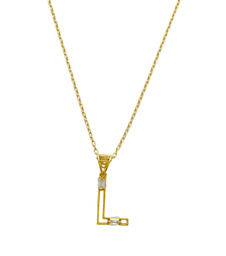 Letter 'L' Initials Pendant Necklace in 18k Gold