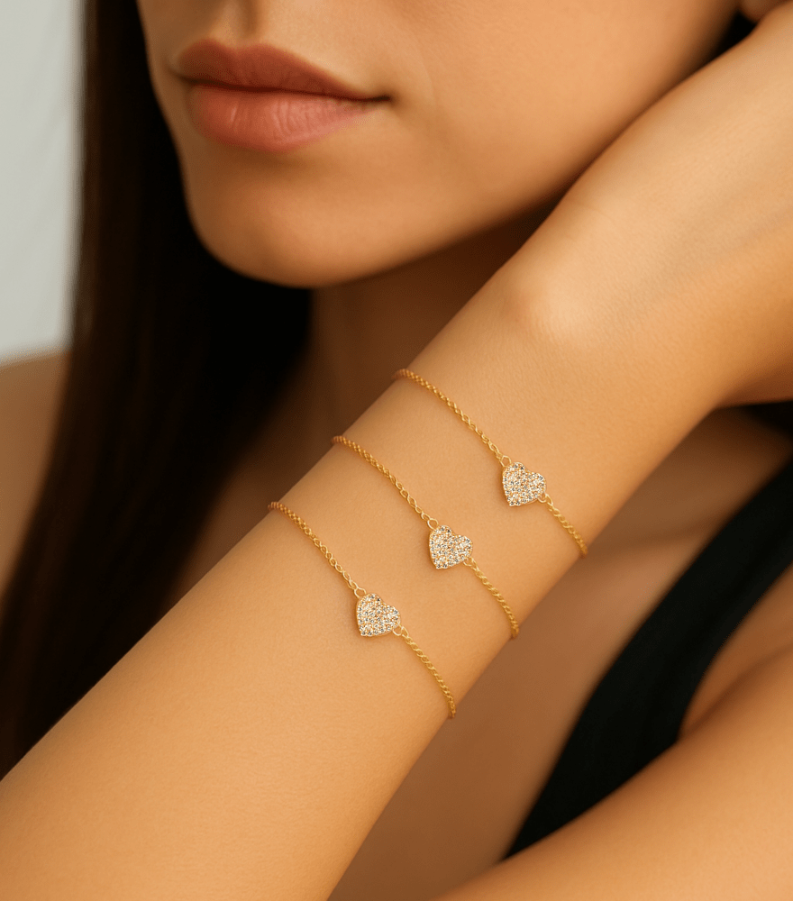 Amirah  Diamond Heart Bracelet in 18k Gold