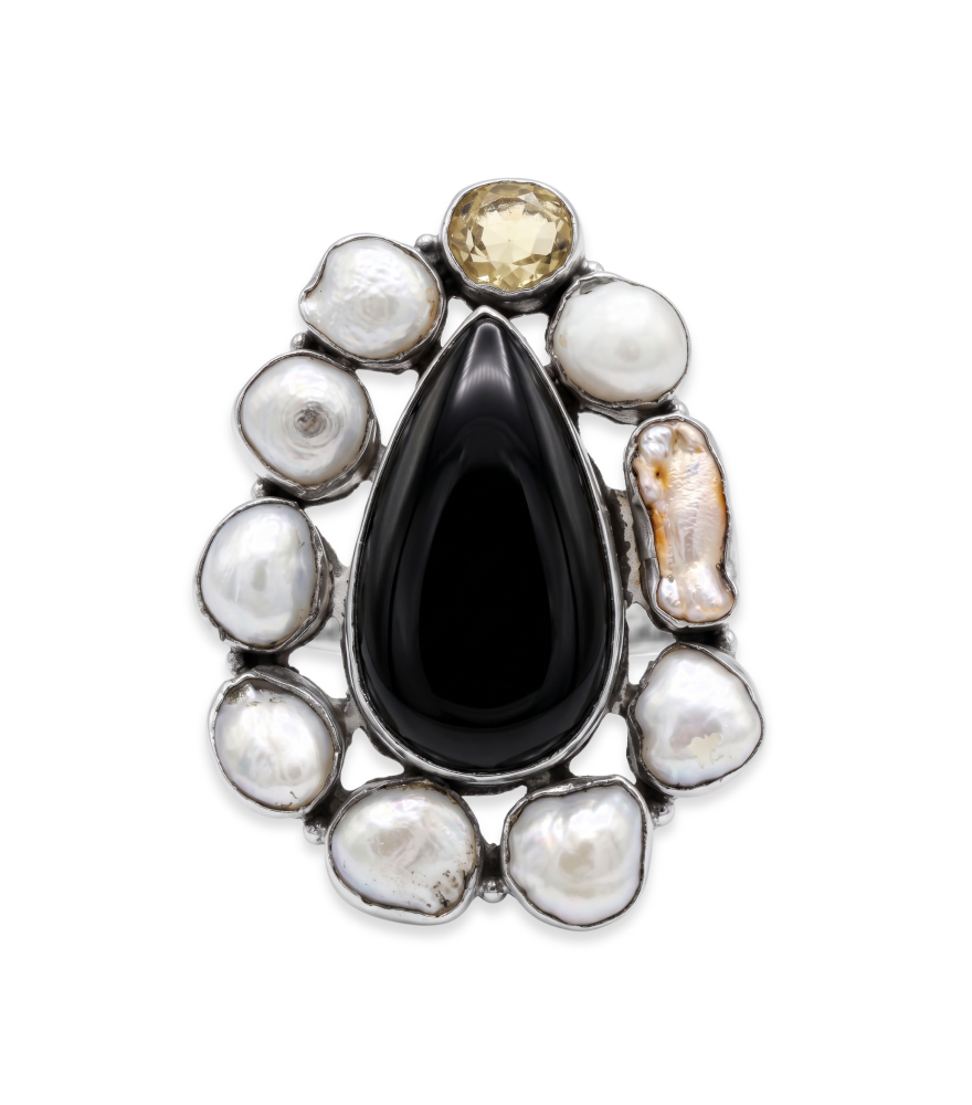 Front View of Nayana Ring in Sterling Silver Comfort Fit 925 Metal Stone 6 mm 33.7gms