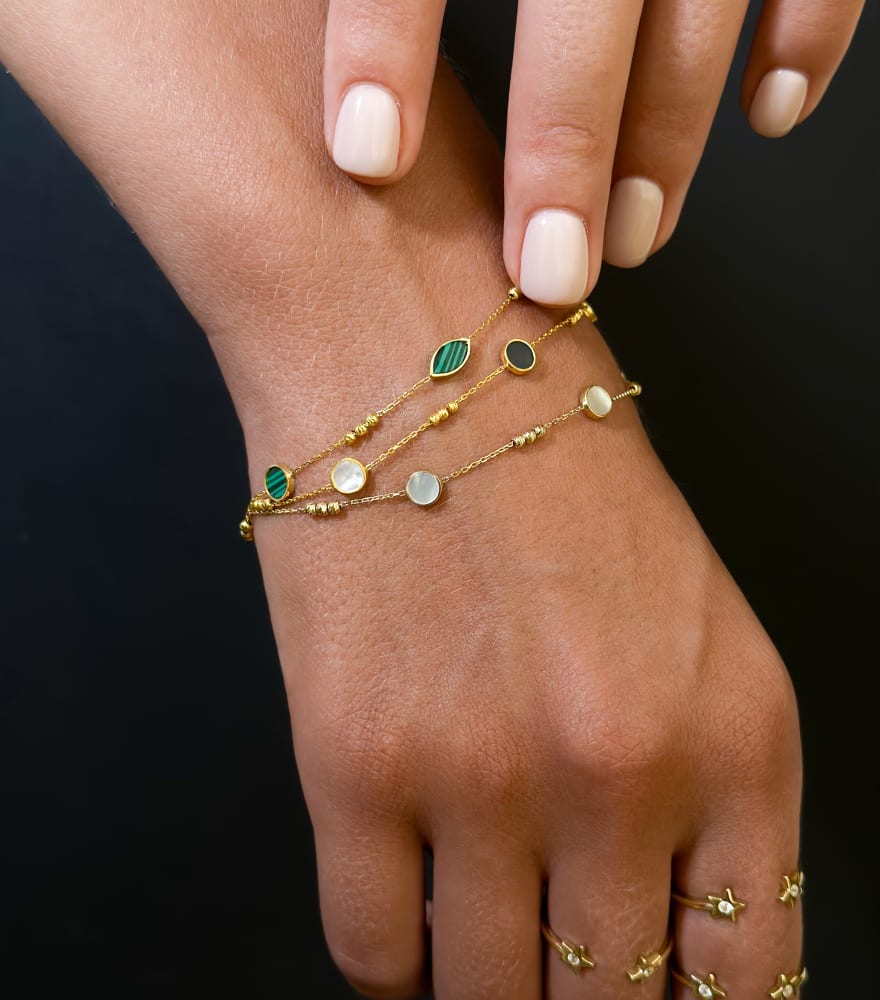 Hala Malachite Bracelet in 18K Gold