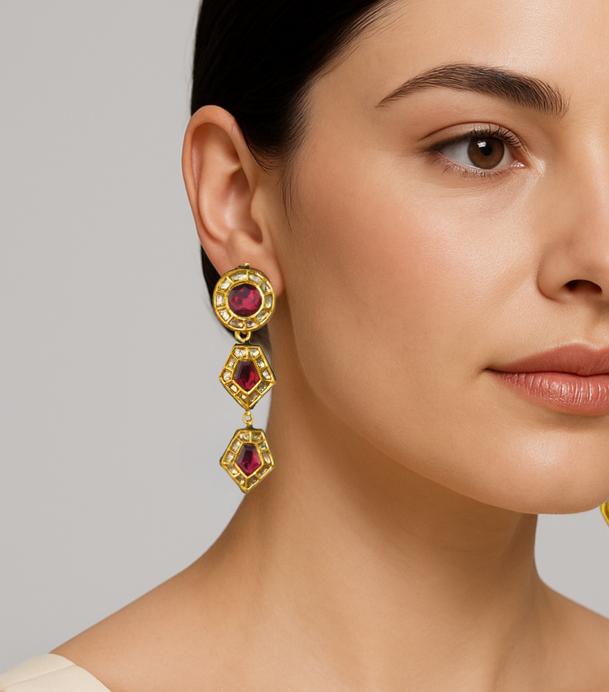 Kanika Polki Earrings in Gold
