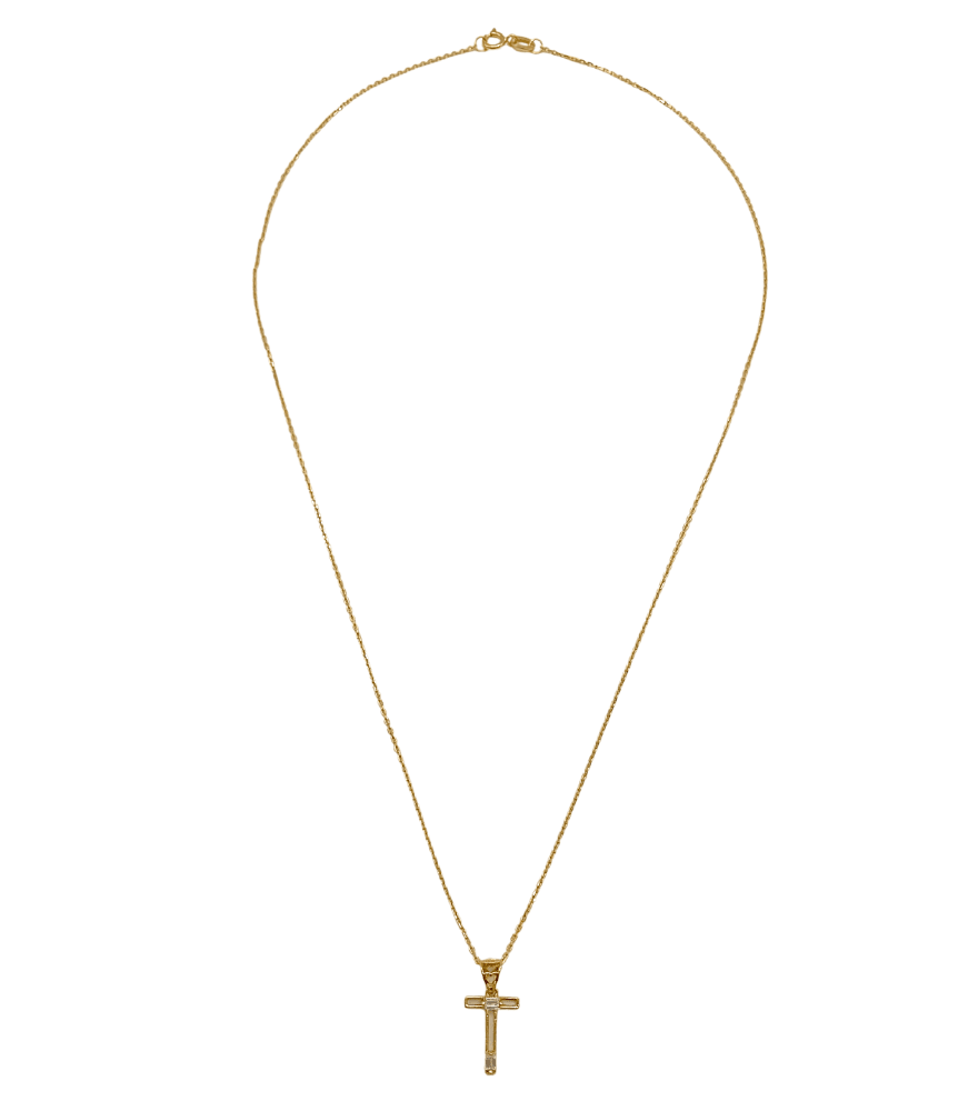 Letter 'T' Initials Pendant Necklace in 18k Gold