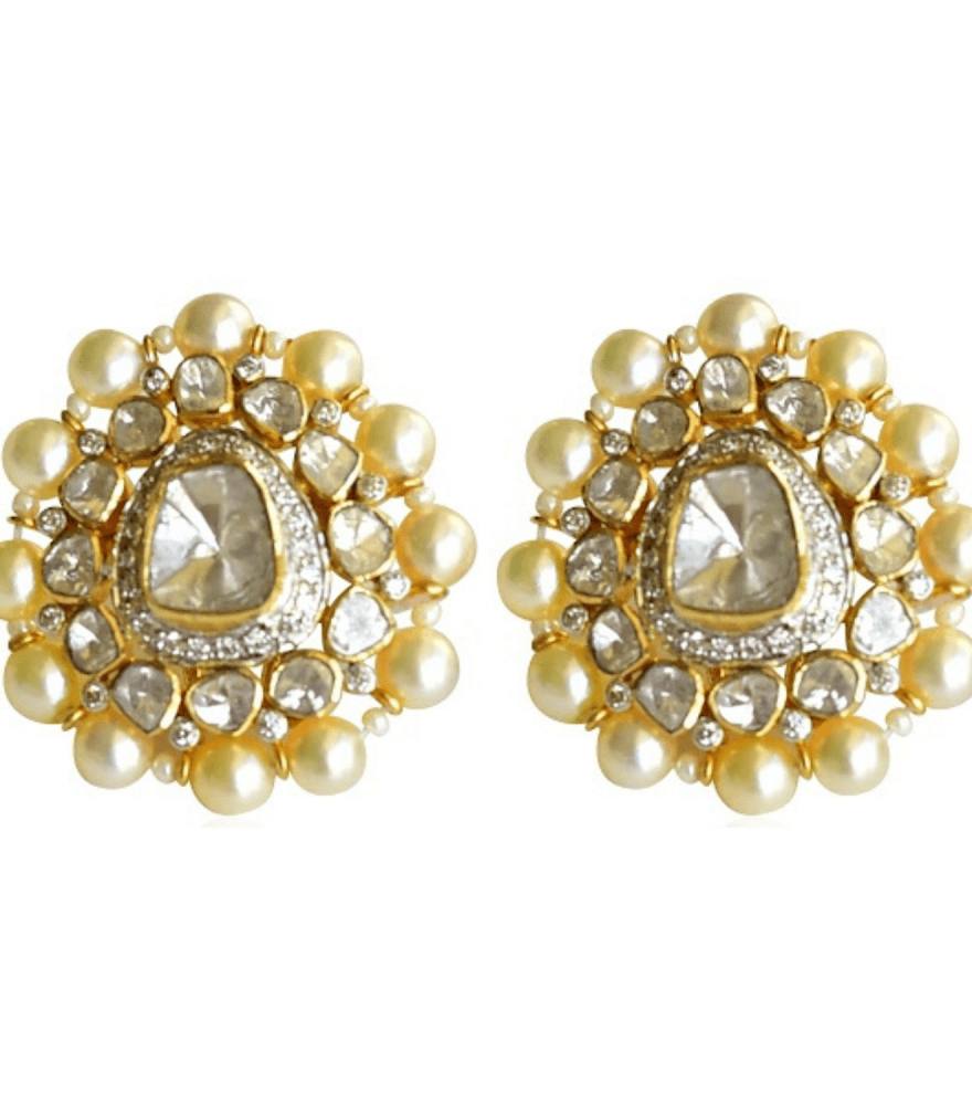 Kalpana Stud Uncut Diamond Earrings in 18k Gold