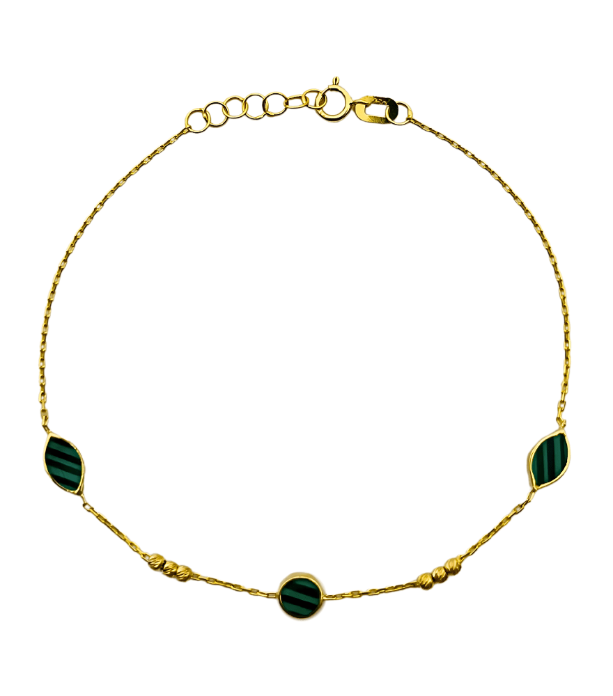 Hala Malachite Bracelet in 18K Gold