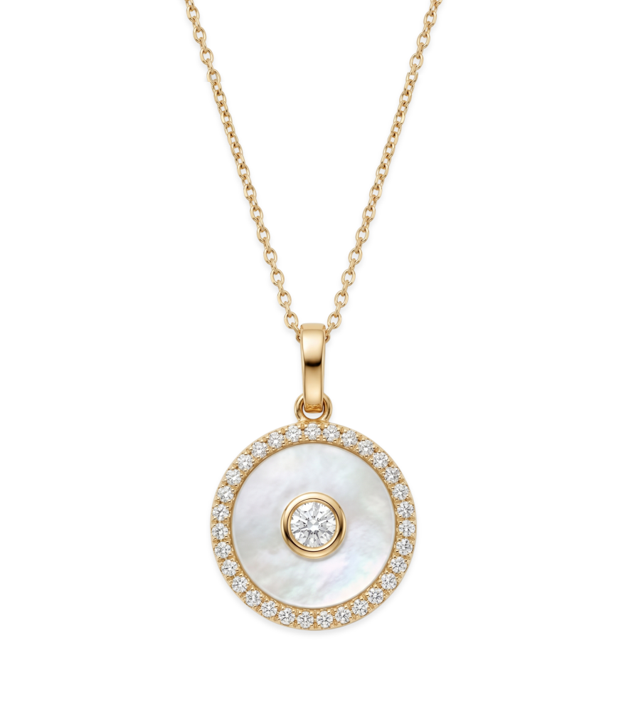 Front View of Celestia Pearl Pendant Necklace in 18K Gold Comfort Fit 18k Yellow with Hallmark Stamp 16 inches 2.9gms