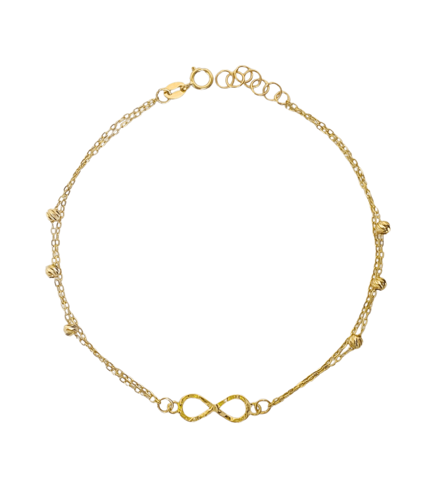 Ingrid Infinity Bracelet in 18K Yellow Gold Adjustable Length 18k with Hallmark Stamp One Size 1.1gms
