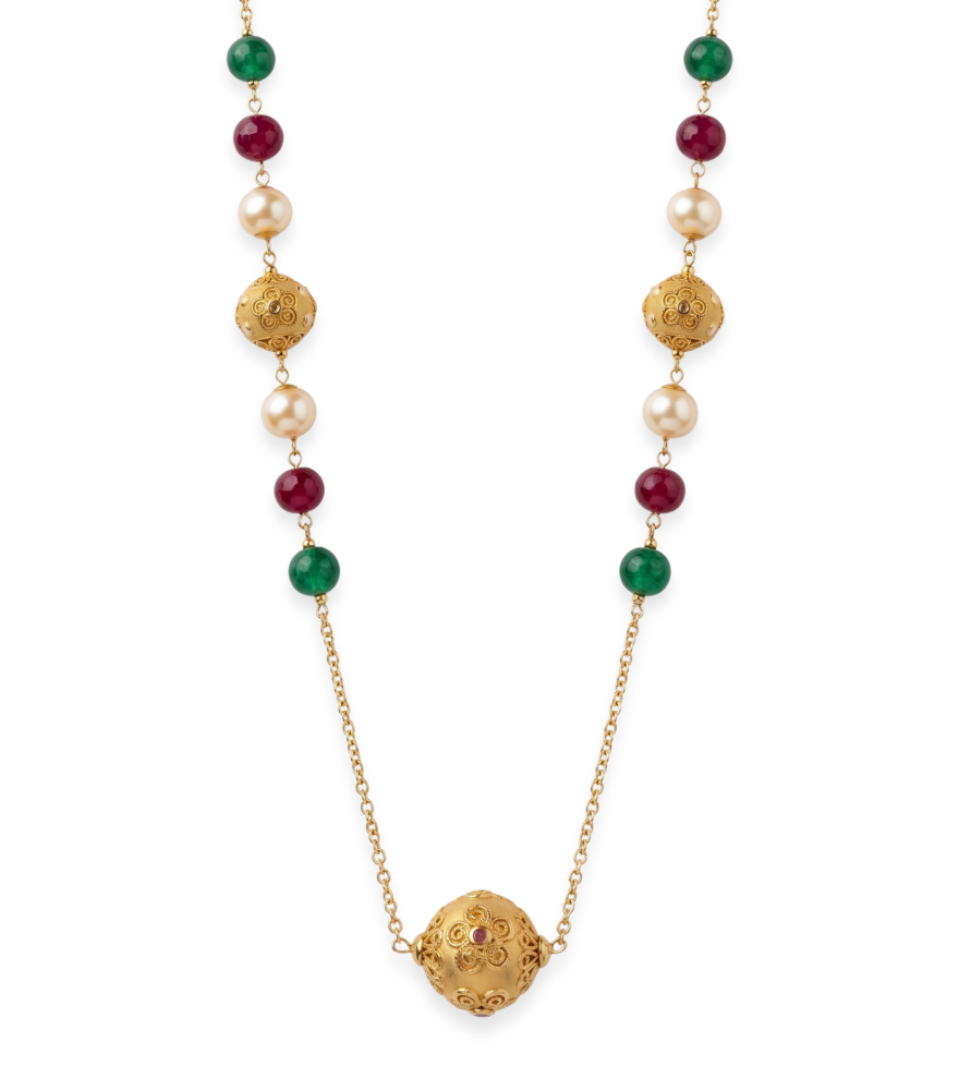 Front View of Amani Necklace Fixed Length 18k Yellow Gold with Hallmark Stamp One Size 37.2gms