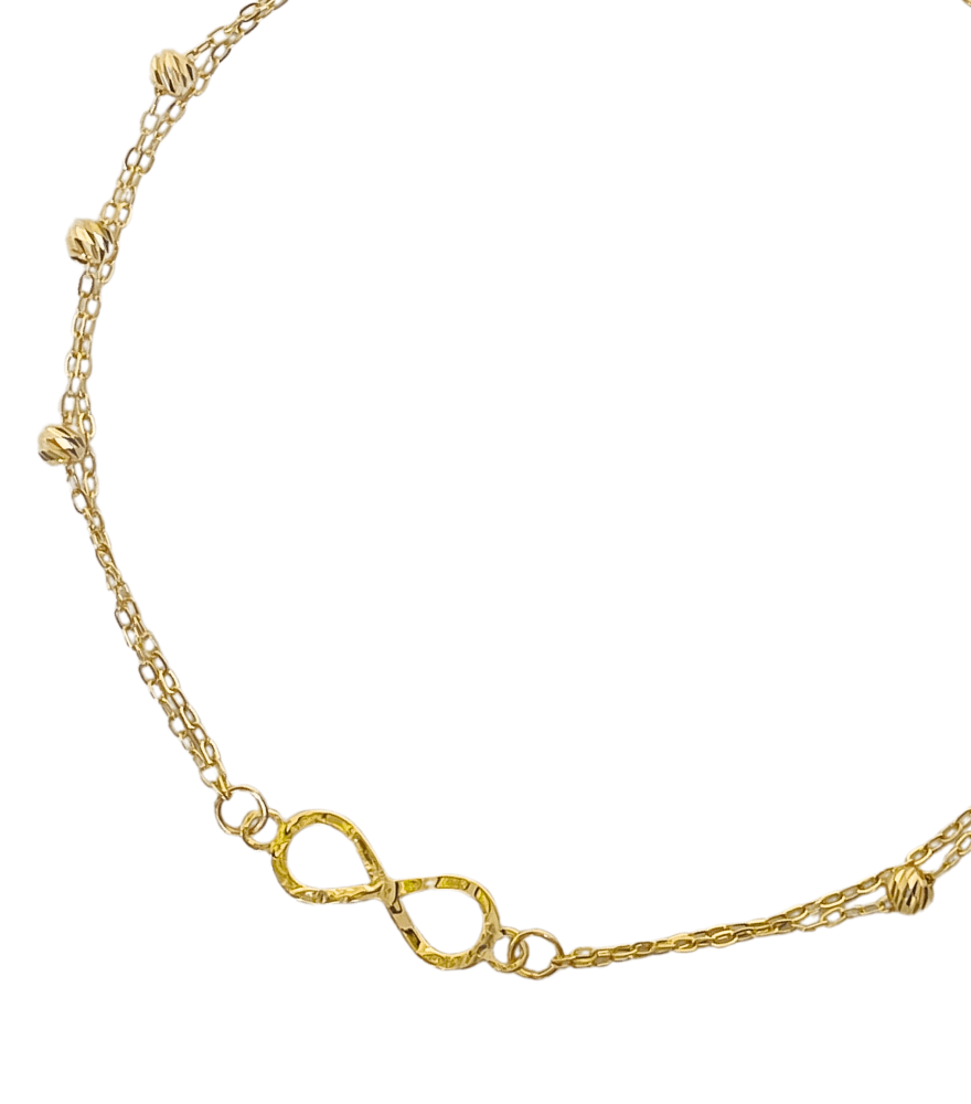 Ingrid Infinity Bracelet in 18K Yellow Gold Adjustable Length 18k with Hallmark Stamp One Size 1.1gms