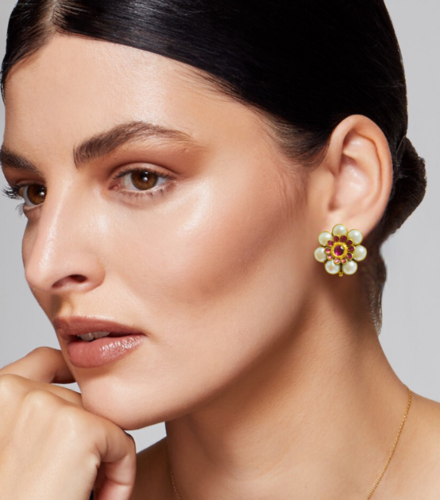 Devika Uncut Polki Earrings in 18k Gold