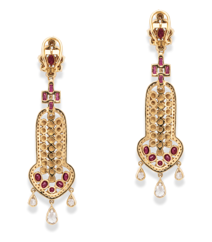 Rear View of Vedika Earrings Jewelry for Pierced Ears 18k Gold Plated 925 Sterling Silver One Size 31.1gms