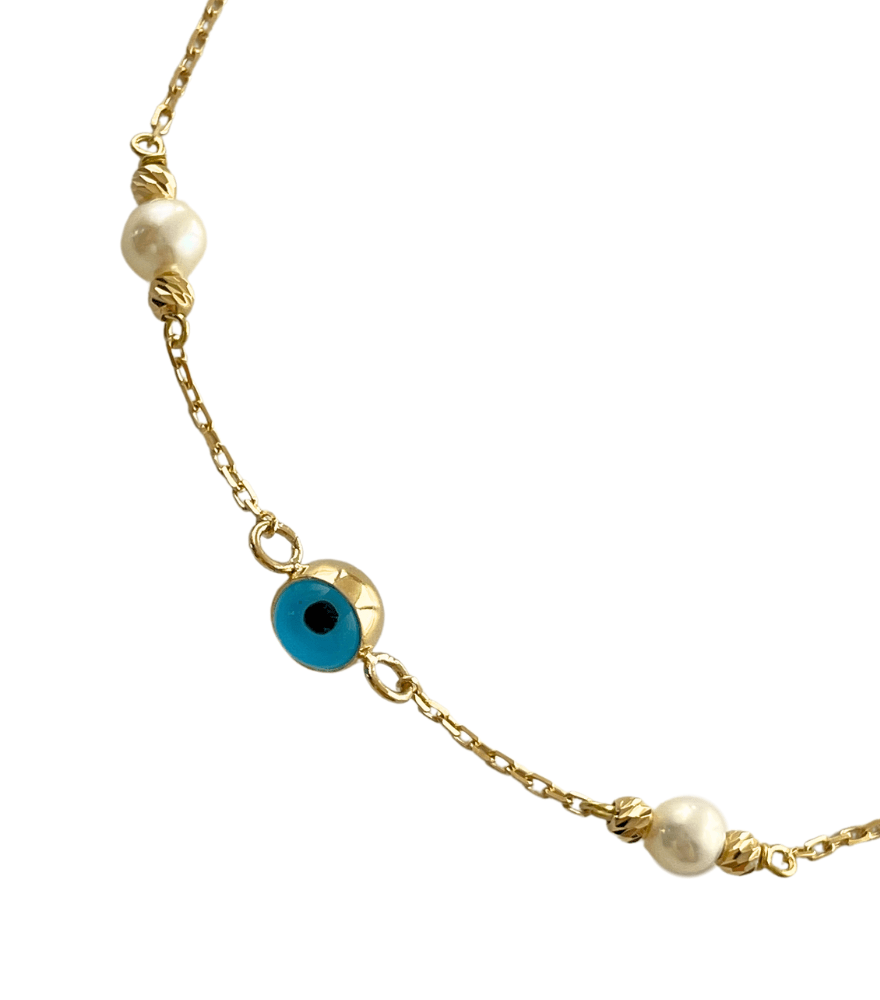 Evil Eye Baby Anklet in 18k Gold