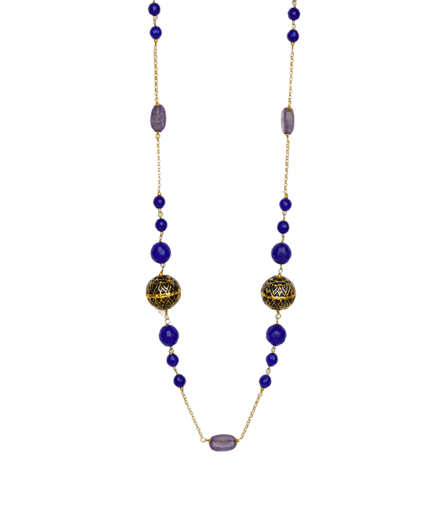 Esha Enamel Necklace in 18k Gold-Blue