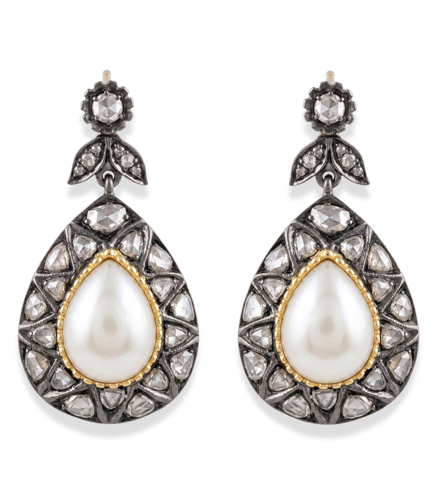 Front View of Tanisha Diamond Earrings in 18k Gold Plated Sterling Silver Jewelry for Pierced Ears 925 One Size 21.4gms