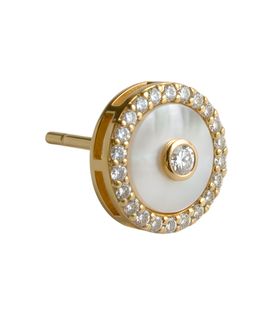 Closeup of Celestia Pearl Earrings in 18K Gold Jewelry for Pierced Ears 18k Yellow with Hallmark Stamp One Size 3gms