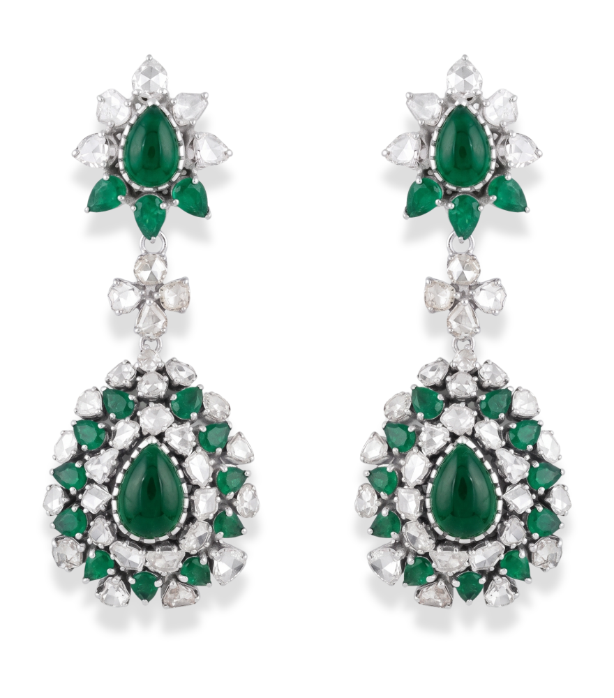Front View of Anisa Earrings in 18k Gold Plated Sterling Silver Jewelry for Pierced Ears 925 One Size 36.9gms