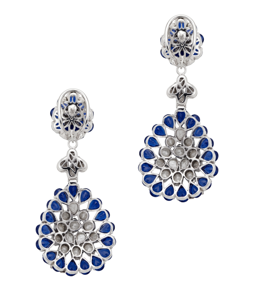 Rear View of Veerali Dangle Earrings Jewelry for Pierced Ears 925 Sterling Silver One Size 30gms