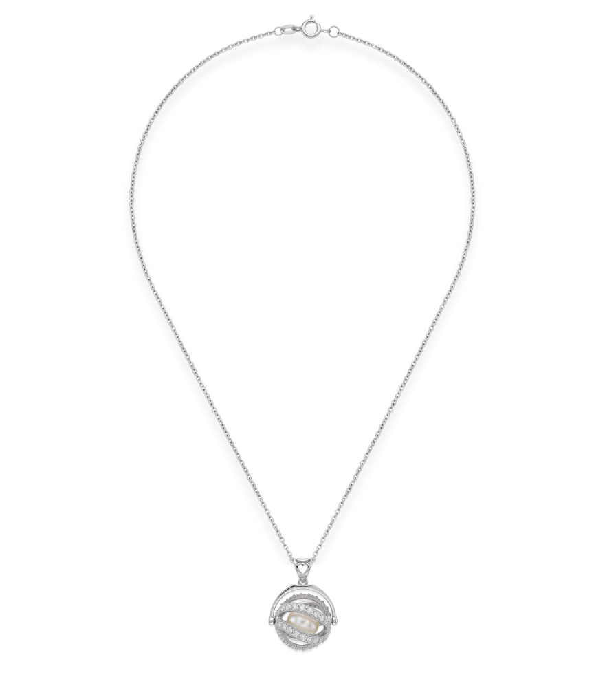 Rear View of Orla Pearl Pendant in 18K White Gold Fixed Length 18k One Size 4.1gms