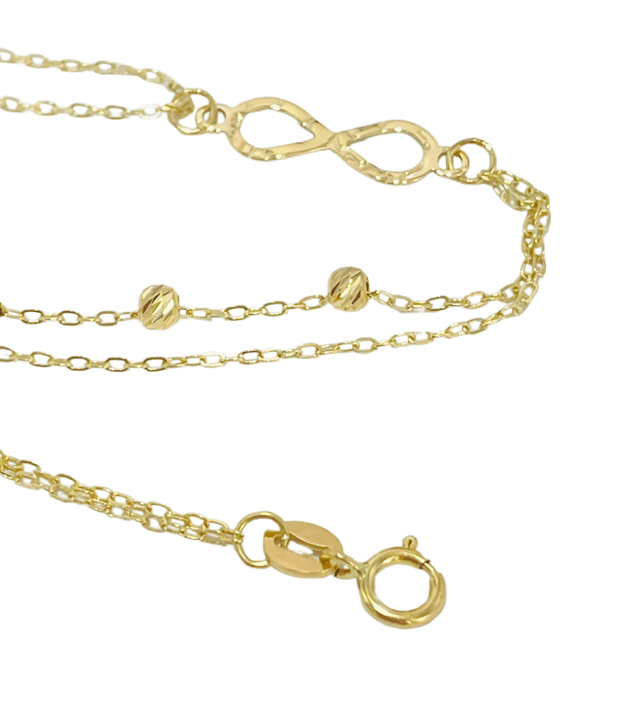Ingrid Infinity Bracelet in 18K Yellow Gold Adjustable Length 18k with Hallmark Stamp One Size 1.1gms