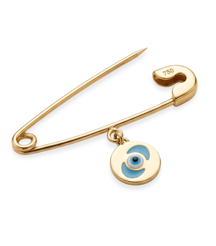 Rear View of Esma Brooch Pin in 18K Gold Regular 18k Yellow with Hallmark Stamp Metal One Size 0.8gms