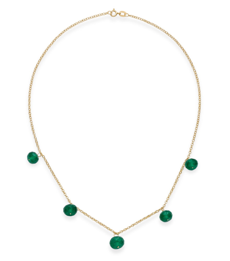 Front View of Gold & Onyx Necklace Fixed Length 18k Yellow with Hallmark Stamp One Size 5.9gms