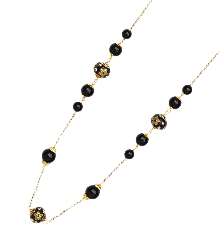 Niharika Black Jade Necklace in 18k Gold