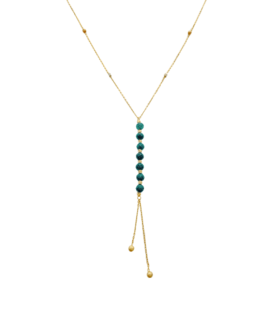 Lilian Lariat Necklace in 18K with Beaded Accents