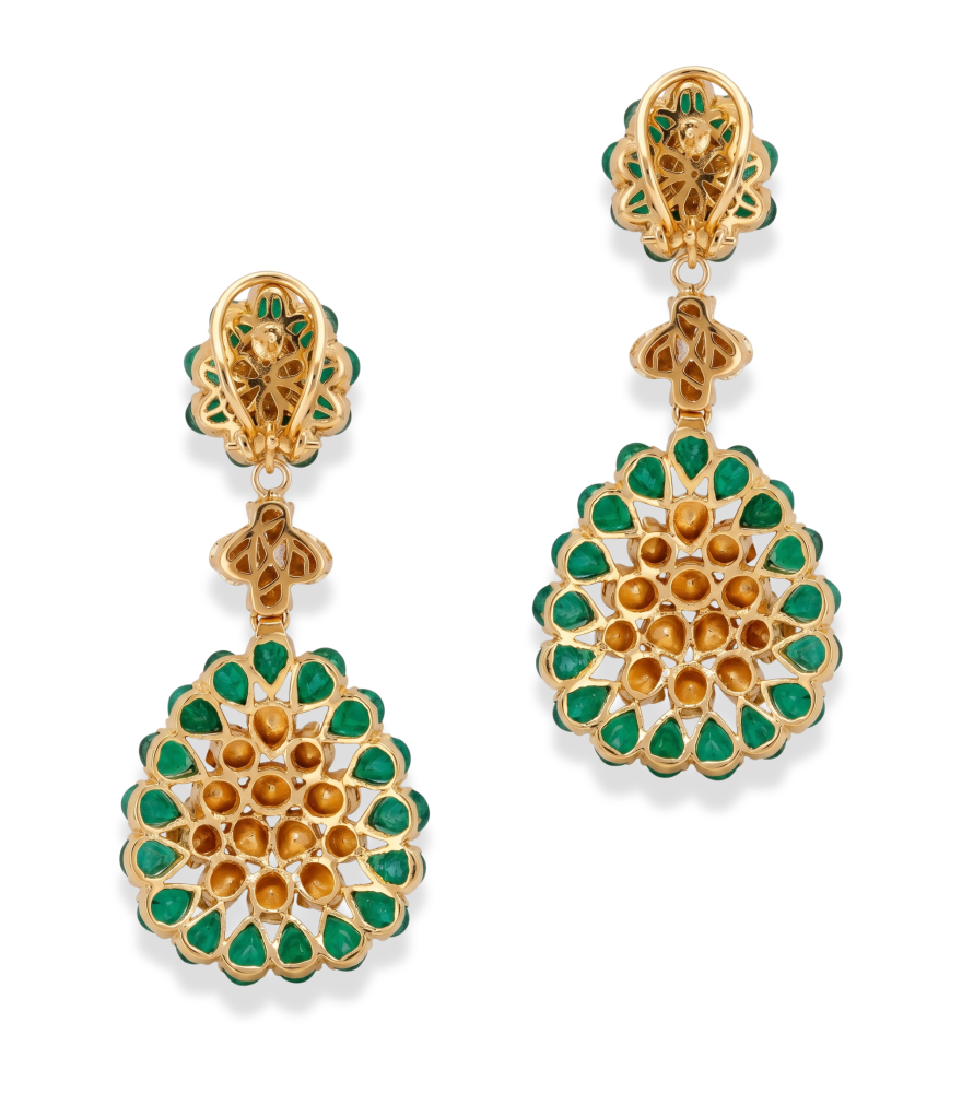 Rear View of Sanam Earrings Jewelry for Pierced Ears 18k Gold Plated 925 Sterling Silver One Size 28.7gms