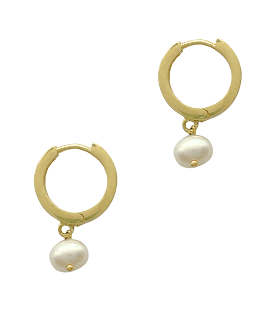 Aurora Pearl  Hoop Earrings  in 18K Gold