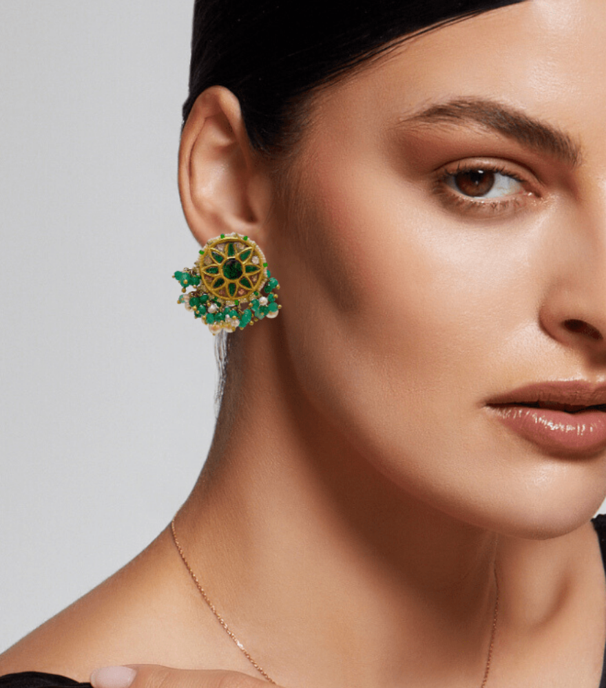 Shreya Uncut Polki Earrings in Gold